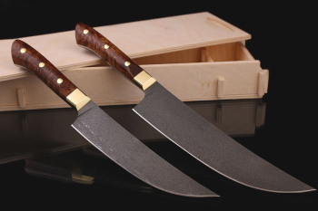 Набор из 2-х пчаков "Узбекская ночь" сталь D2, рукоять карельская береза (коричневая)